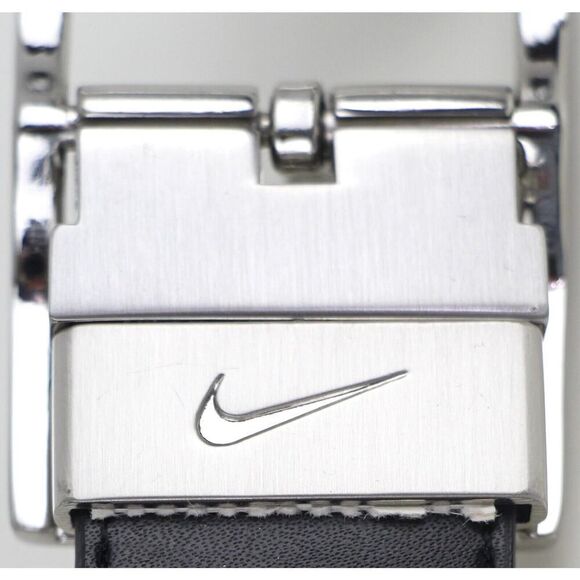 Nike BLACK WHITE GENUINE LEATHER 1 1/4"Wd CASUAL DRESS REVERSIBLE BELT Sz XS (X7 - Picture 9 of 15